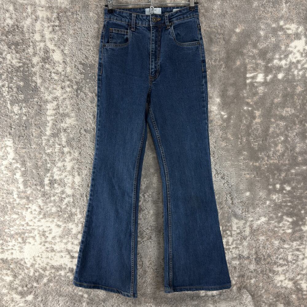 Cotton On Size 4 Original Flare Jean Denim Casual Pants Blue Button Zip